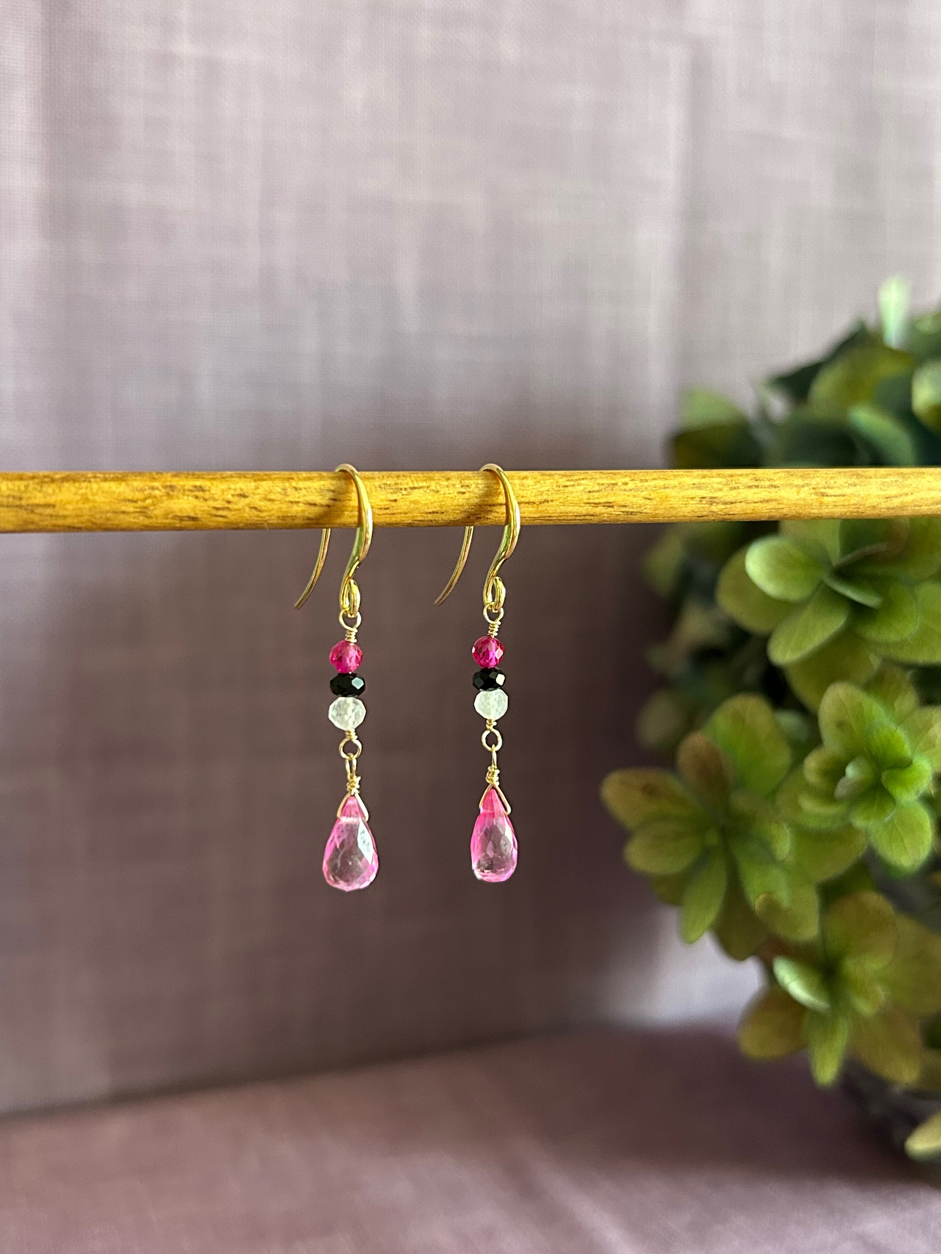 Drop Earrings - Pink Topaz