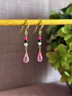 Boucles d'oreilles longues - Topaze rose