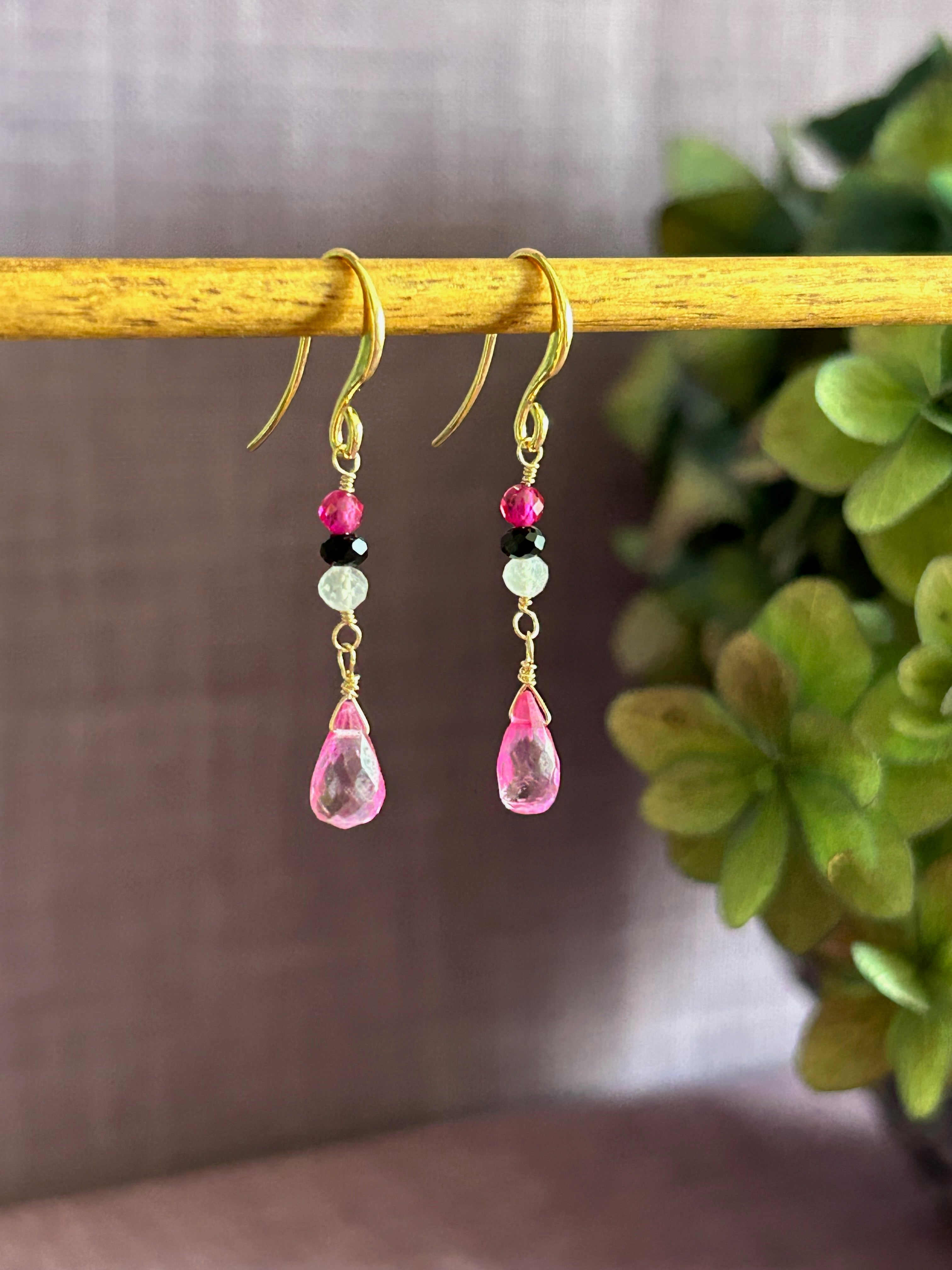 Drop Earrings - Pink Topaz