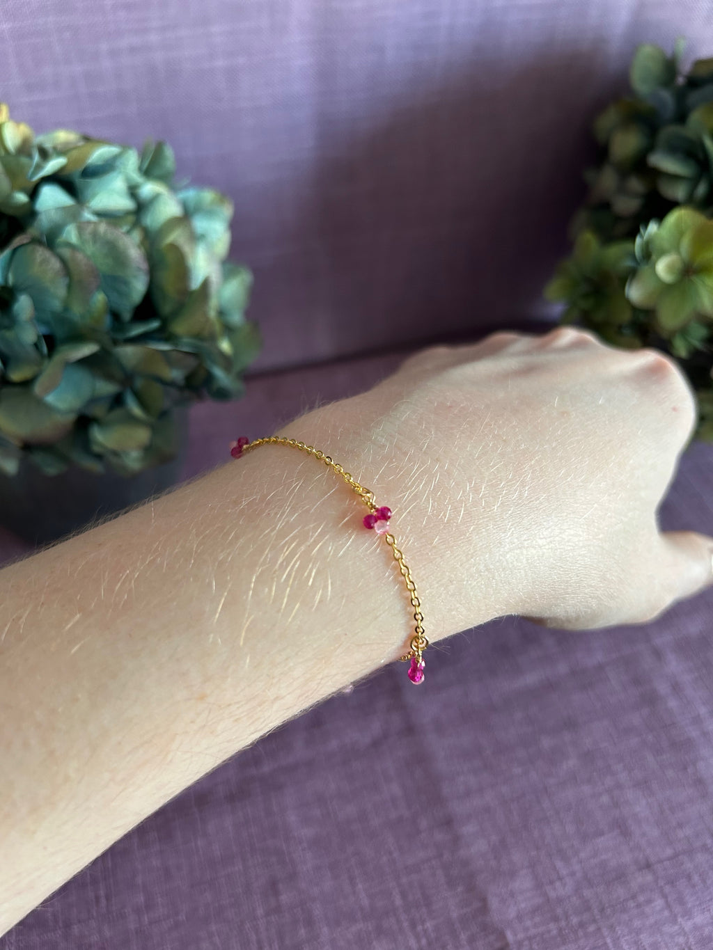 Gemstone Charms Bracelet - Pink