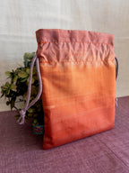 Drawstring Pouch - Orange & Pink shimmers (Big)