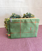 Zipped Pouch - Green & Red stripes (Big)