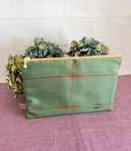 Zipped Pouch - Green & Red stripes (Big)
