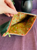 Zipped Pouch - Green & Red stripes (Big)