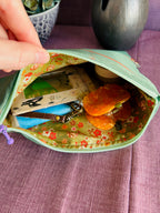 Zipped Pouch - Green & Red stripes (Big)