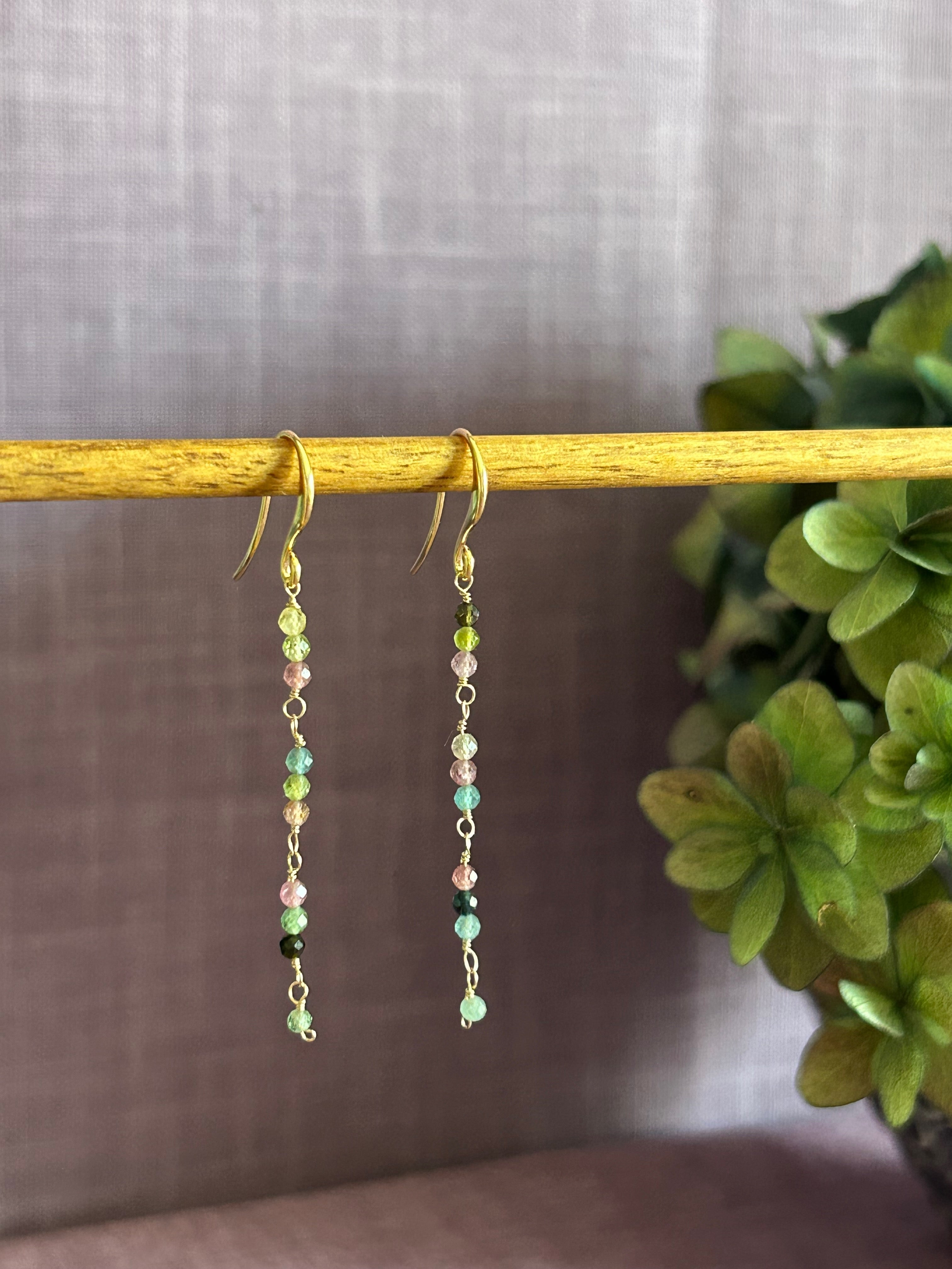 Tourmaline Long Drop Earrings